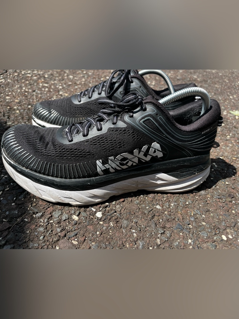 Hoka Black and White Athletic Running Shoes